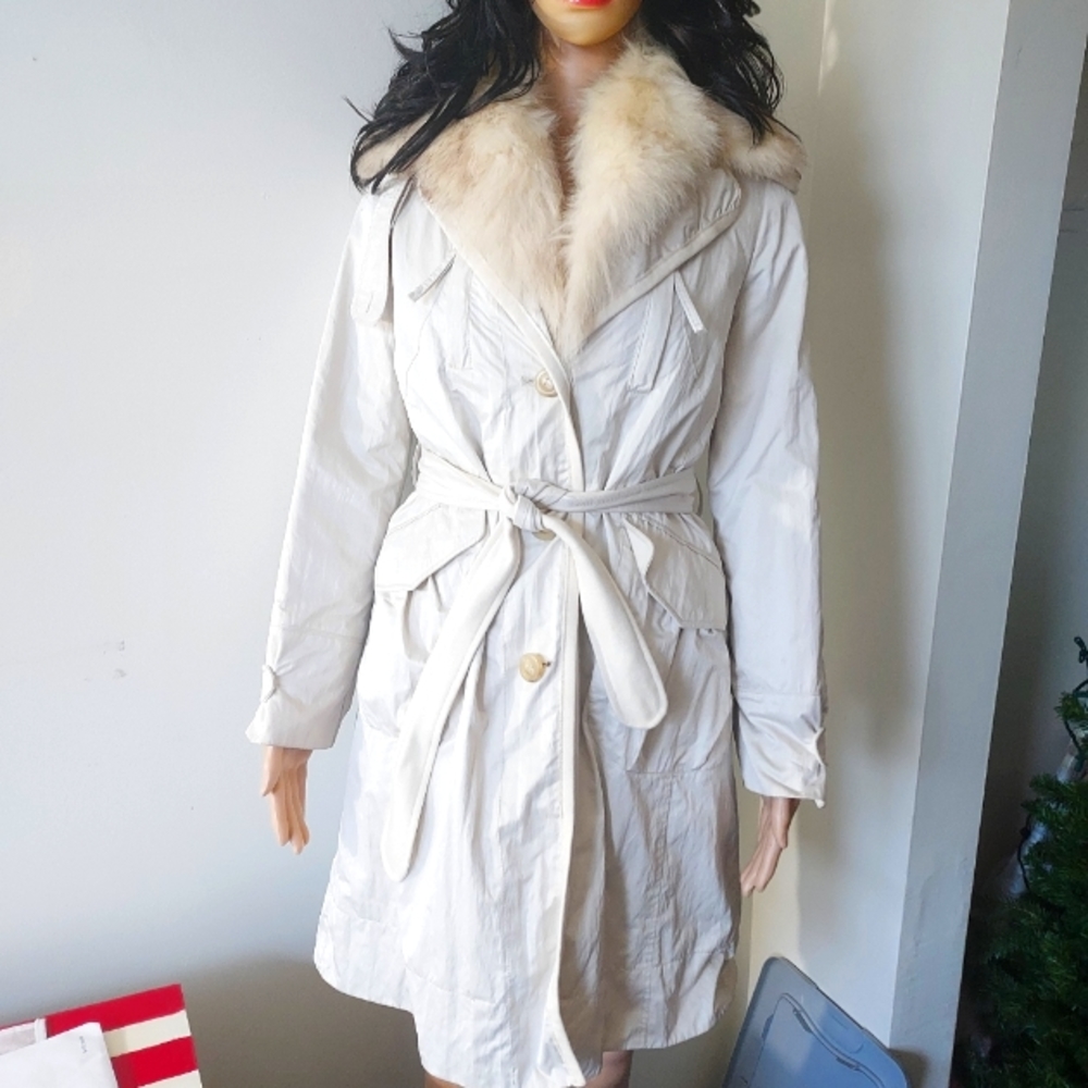 Convertible woman's coat w/ real fox trim & collar